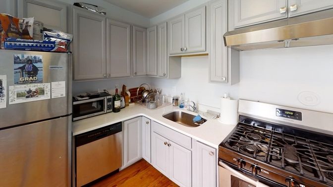 Interior, Kitchen, Stainless Steel Appliances, Wood Texture Flooring