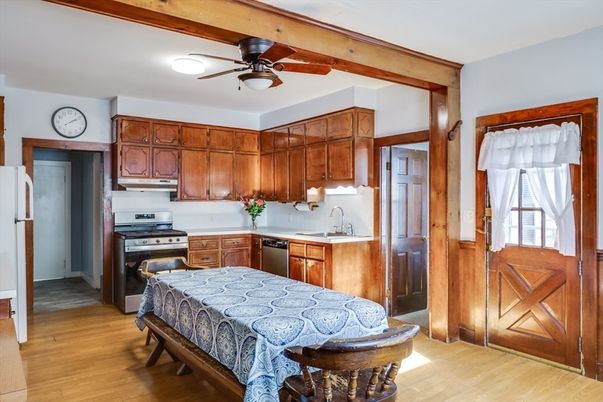 Interior, Kitchen, Stainless Steel Appliances, Wood Texture Flooring