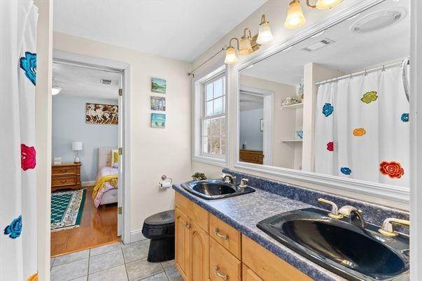 Bathroom, Dual Sink Vanities, Interior, Wood Texture Flooring