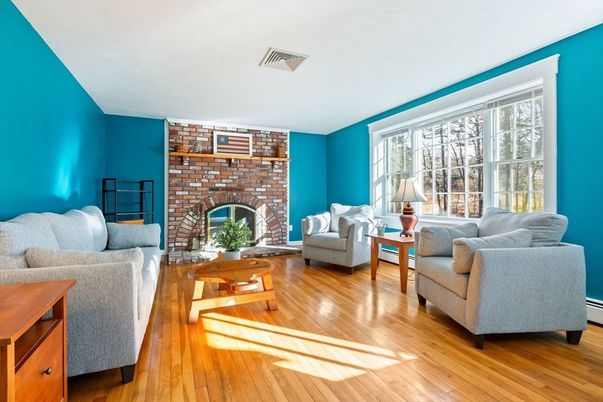 Fireplace, Interior, Living room, Stone Walls, Wood Texture Flooring