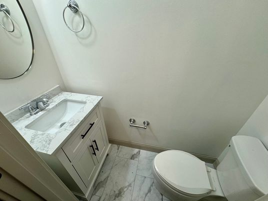 Bathroom, Dual Sink Vanities, Interior, Marble, Wood Texture Flooring