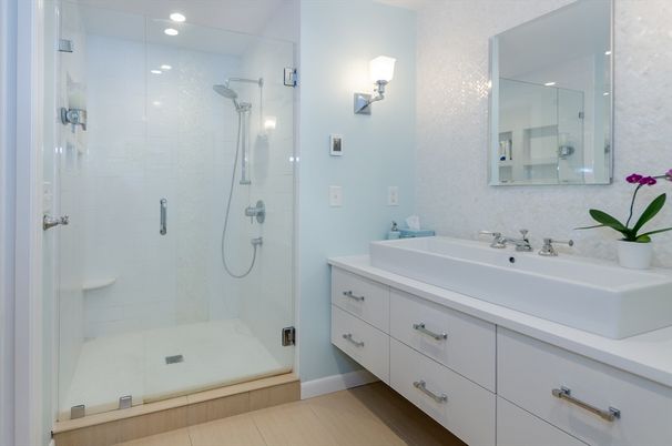 Bathroom, Dual Sink Vanities, Glass Shower, Interior, Recessed Lighting