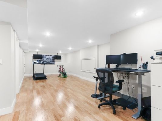 Home Office, Interior, Recessed Lighting, Wood Texture Flooring