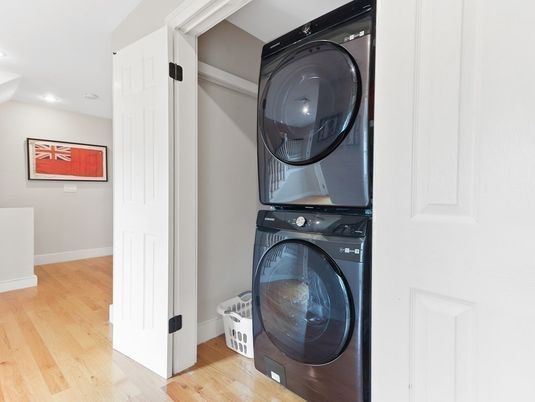 Interior, Recessed Lighting, Utility Closets, Washer, Wood Texture Flooring