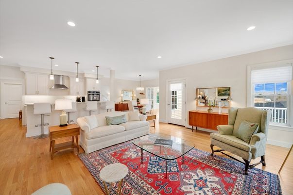 Interior, Kitchen, Living room, Pendant Lights, Recessed Lighting, Stainless Steel Appliances, Wood Texture Flooring