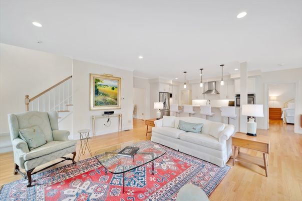 Interior, Kitchen, Living room, Pendant Lights, Recessed Lighting, Stainless Steel Appliances, Wood Texture Flooring