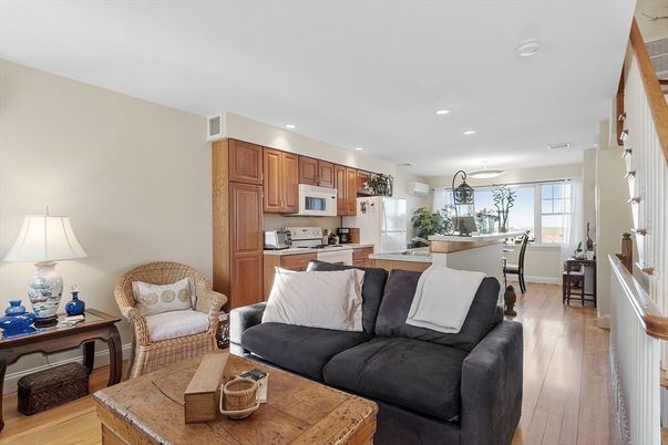 Interior, Kitchen, Living room, Recessed Lighting, Stainless Steel Appliances, Wood Texture Flooring
