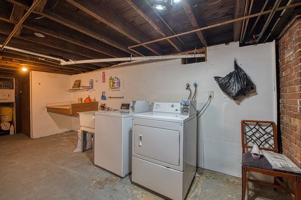 Interior, Stone Walls, Utility Closets, Washer, Wooden Beams