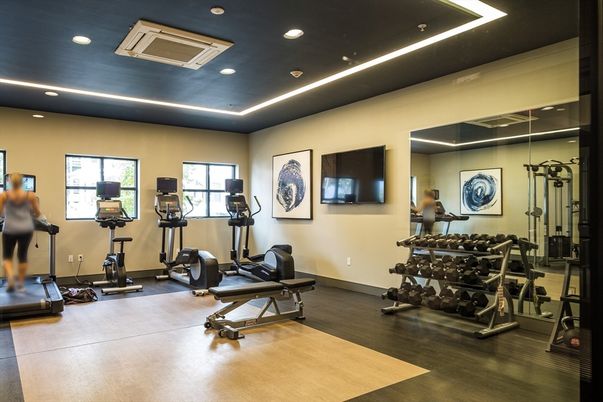 Fitness Equipment, Interior, Recessed Lighting, Wood Texture Flooring