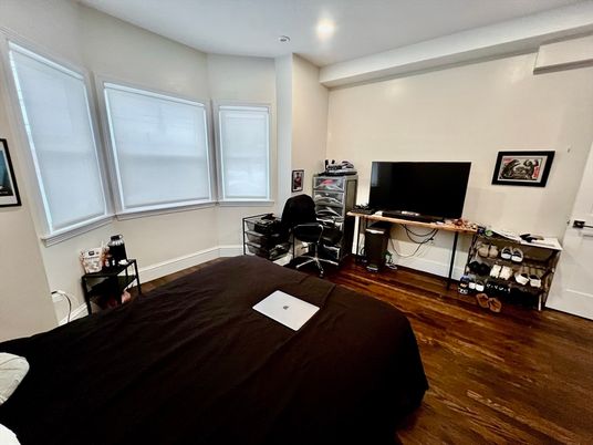 Bedroom, Home Office, Interior, Recessed Lighting, Wood Texture Flooring