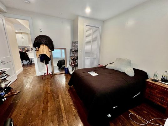 Bedroom, Fireplace, Interior, Recessed Lighting, Wood Texture Flooring