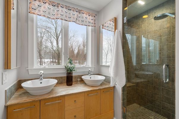 Bathroom, Dual Sink Vanities, Glass Shower, Interior