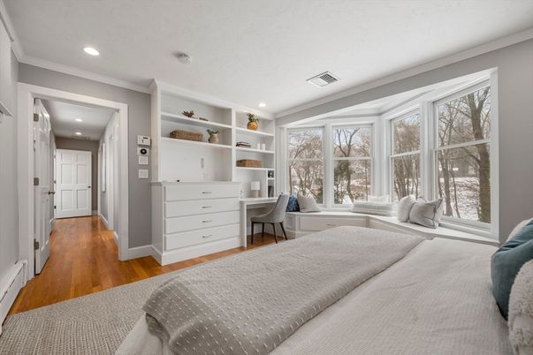 Bedroom, Home Office, Interior, Recessed Lighting, Wood Texture Flooring