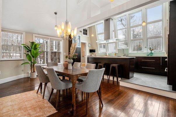Chandelier, Dining room, Interior, Kitchen, Wood Texture Flooring