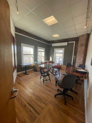 Home Office, Interior, Recessed Lighting, Stone Walls, Wood Texture Flooring