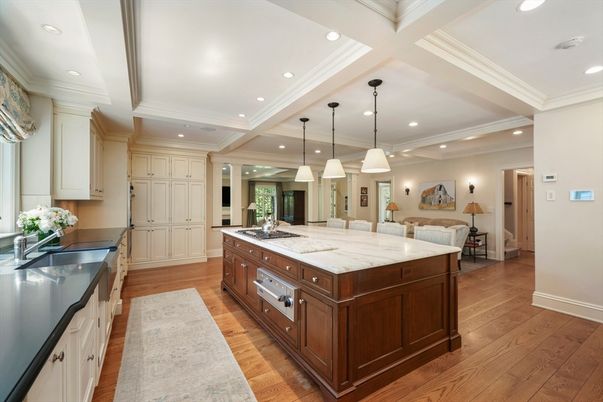 Interior, Kitchen, Pendant Lights, Recessed Lighting, Wood Texture Flooring