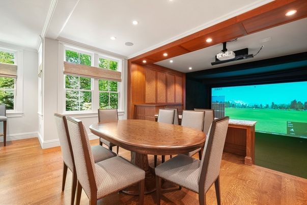 Dining room, Interior, Recessed Lighting, Wood Texture Flooring