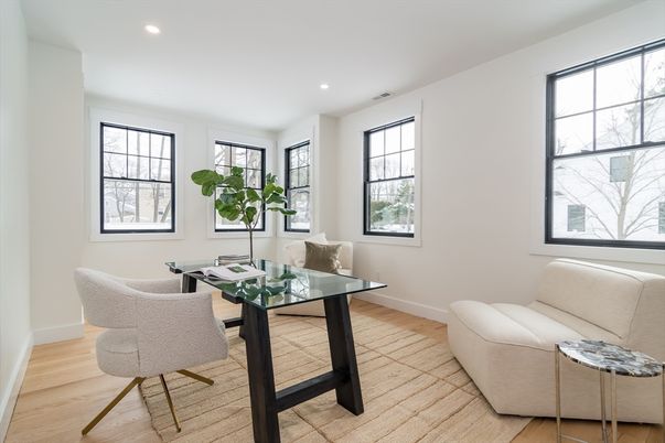 Home Office, Interior, Recessed Lighting, Wood Texture Flooring