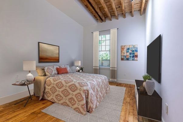 Bedroom, Interior, Wooden Beams, Wooden Ceilings, Wood Texture Flooring