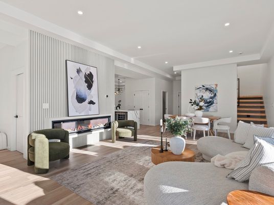 Interior, Living room, Recessed Lighting, Wood Texture Flooring
