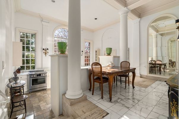 Dining room, Interior, Marble, Recessed Lighting