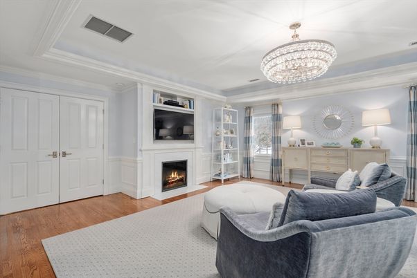 Chandelier, Fireplace, Interior, Living room, Wood Texture Flooring