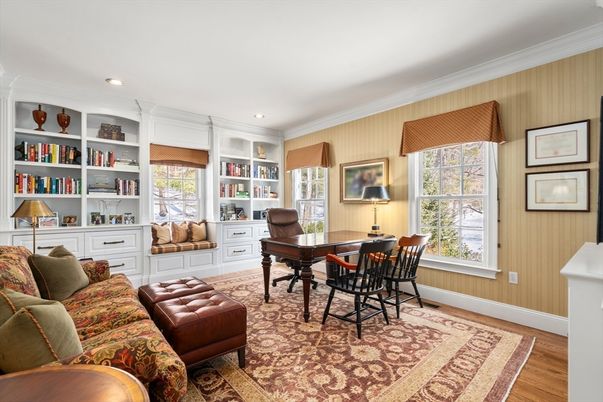 Home Office, Interior, Recessed Lighting, Wood Texture Flooring