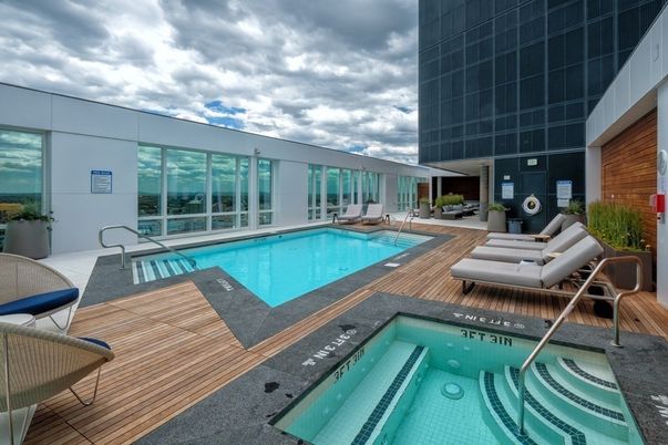 Exterior, Pool, Wood Texture Flooring