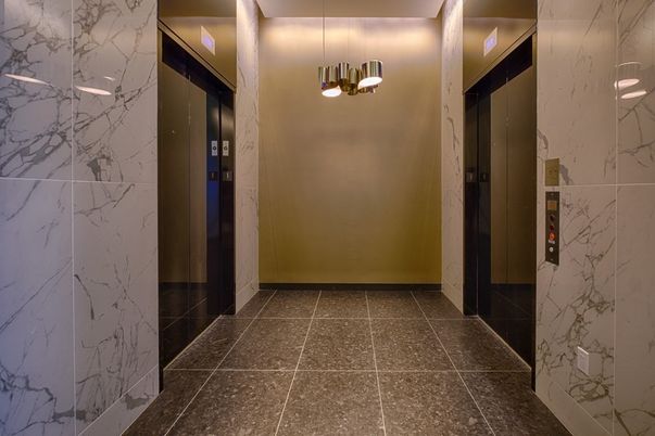 Elevator, Interior, Marble Walls