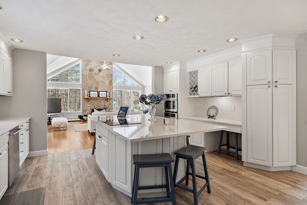 Interior, Kitchen, Living room, Recessed Lighting, Stainless Steel Appliances, Wood Texture Flooring
