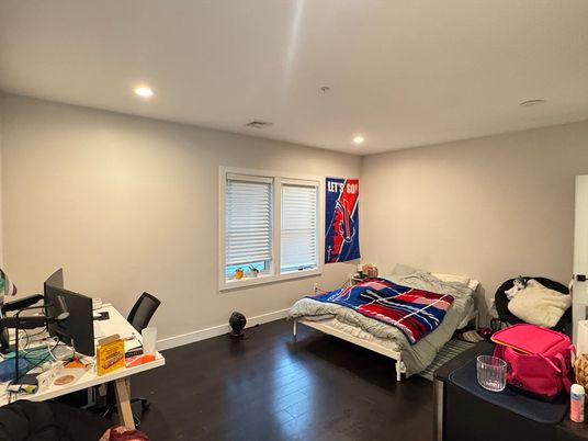 Bedroom, Home Office, Interior, Recessed Lighting, Wood Texture Flooring