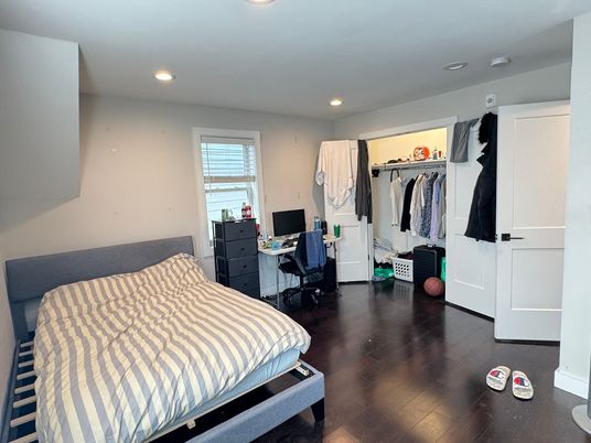 Bedroom, Home Office, Interior, Recessed Lighting, Wood Texture Flooring