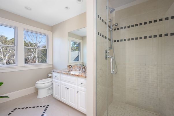 Bathroom, Glass Shower, Interior, Recessed Lighting