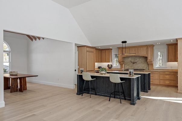 Interior, Kitchen, Pendant Lights, Recessed Lighting, Wood Texture Flooring