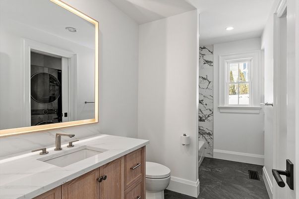 Bathroom, Interior, Marble Walls, Recessed Lighting