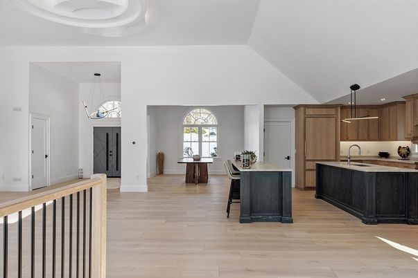 Interior, Kitchen, Pendant Lights, Recessed Lighting, Wood Texture Flooring