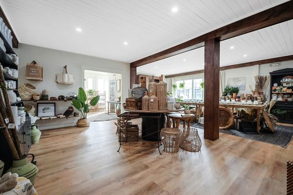 Home Office, Interior, Recessed Lighting, Wooden Beams, Wood Texture Flooring
