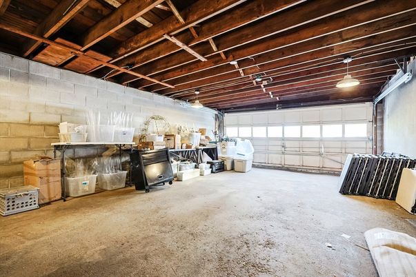 Garage, Interior, Stone Walls, Wooden Beams