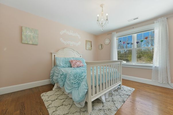 Bedroom, Chandelier, Interior, Wood Texture Flooring
