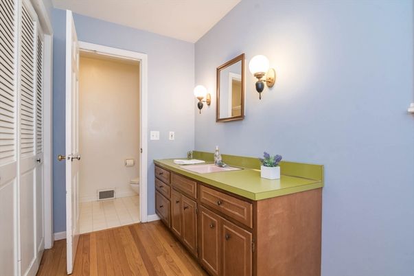 Bathroom, Dual Sink Vanities, Interior, Wood Texture Flooring