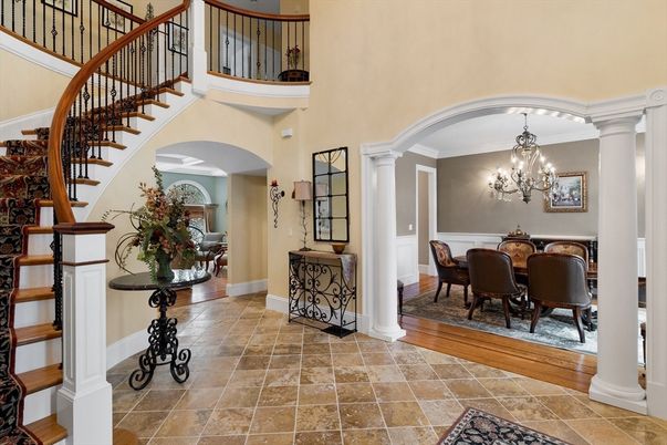 Chandelier, Dining room, Interior, Wood Texture Flooring