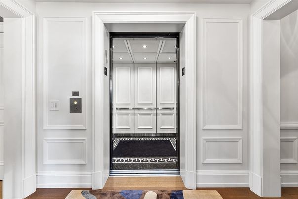 Elevator, Interior, Recessed Lighting, Wood Texture Flooring