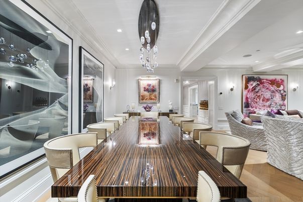 Dining room, Interior, Living room, Pendant Lights, Recessed Lighting, Wood Texture Flooring