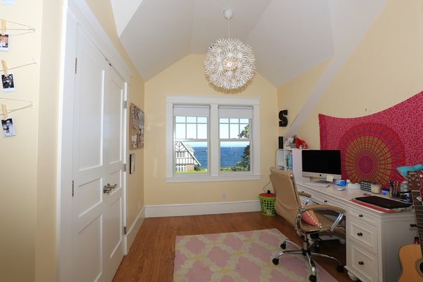 Home Office, Interior, Pendant Lights, Water, Wood Texture Flooring