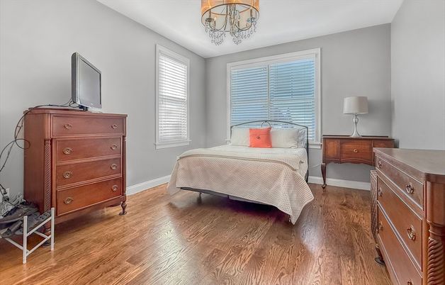 Bedroom, Chandelier, Interior, Wood Texture Flooring