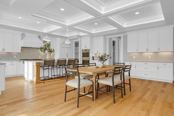 Dining room, Interior, Kitchen, Recessed Lighting, Stainless Steel Appliances, Wood Texture Flooring