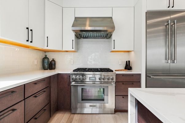 Interior, Kitchen, Stainless Steel Appliances, Wood Texture Flooring