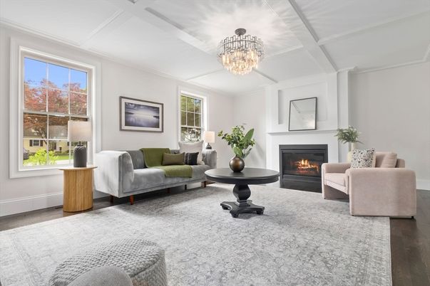 Chandelier, Fireplace, Interior, Living room, Wood Texture Flooring