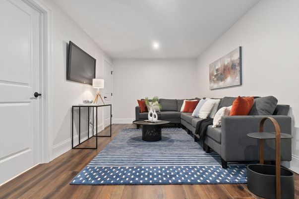 Interior, Living room, Recessed Lighting, Wood Texture Flooring