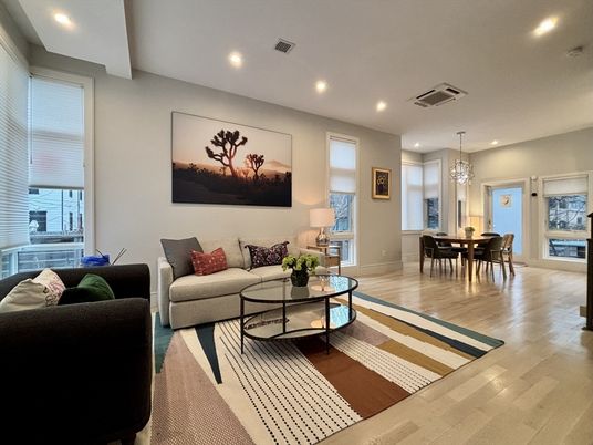Chandelier, Dining room, Interior, Living room, Recessed Lighting, Wood Texture Flooring
